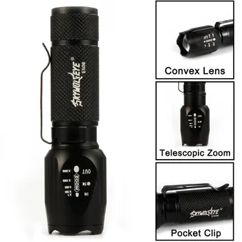 

SKYWOLFEYE 8000 LM T6 3-Mode Waterproof LED Flashlight Torch Portable Camping Hiking Powered by 14500 Battery/ AA Battery