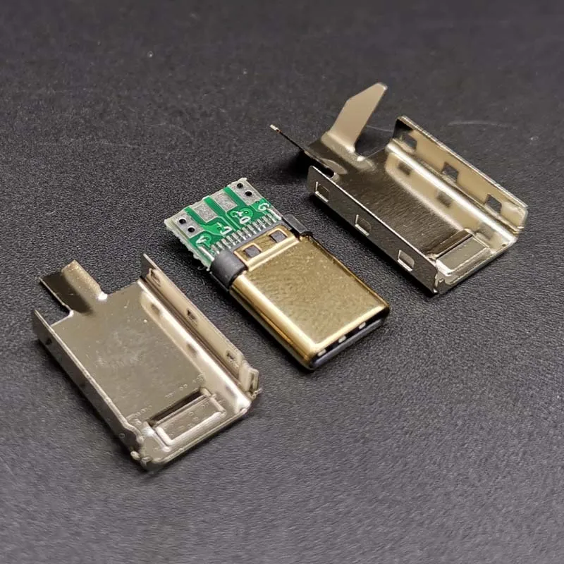 

5set 50set Welding wire type 24K gold-plated OTG USB2.0 TYPE-C male plug with shell 3 in 1