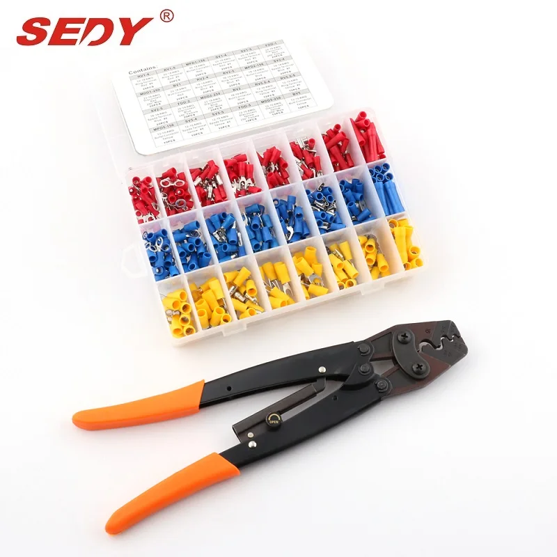 

50 AMP Cable Crimping Pliers + 400 Connectors Wire Crimper Terminal Battery Lug