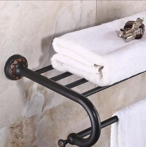 

High Quality Wall Mounted Towel Rack Antique Towel Holder Copper Material Bathroom Accessories Towel Rail Holder Towel Shelf