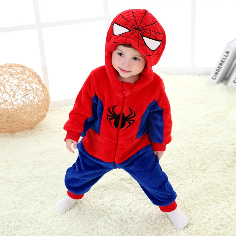 

Spider-Man For Superhero Kigurumi baby Kids Cartoon Animal Cosplay Costume Warm Soft Flannel Fancy Onesie Cute Pajama Body Suit