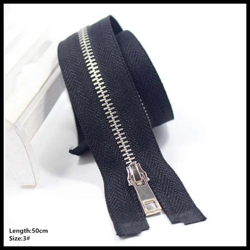 High quality 50cm 3 5pcs/lot black Metal Zipper for Sewing zip Garment