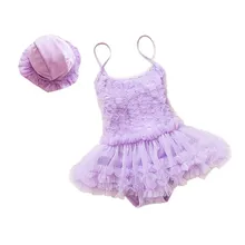 Плавание платье Для маленьких девочек Модные Swimsuit Trunk прекрасный Купальник для маленьких девочек Купальники+ шляпа ванный комплект для маленьких девочек 18M-7Y