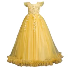 Vigarelyan Kids Wedding Flower Girls Dress Princess Christmas Party Children Pageant Formal Long Prom Dresses 10Y Birthday Dress iyeal 2018 new prom party princess flower girl dress wedding long formal children birthday dresses for girls kids brand clothes