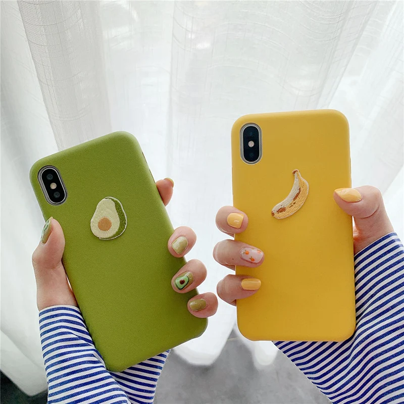 

Cute Fruits Avocado Banana Leather Soft Case Cover for iPhone 7 8 X XS Max XR Fashion Soft Silicone Back Cover For iphone 6 6s 7