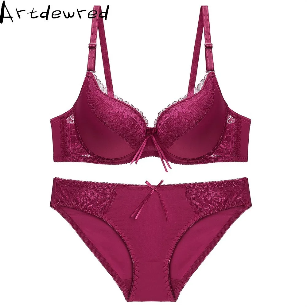 Sexy Underwear Set Push up bralette Sexy Lace lingerie sexy slim skinny bra brief sets 3/4 Cup lingerie female set bra and panty