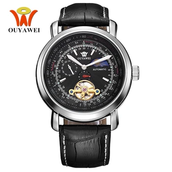 

2017 NEW OUYAWEI Silver Case Mens Mechanical Hand Wind Watch Men Full Steel Strap Fashion Dress Man Wristwatch Relogio Masculino