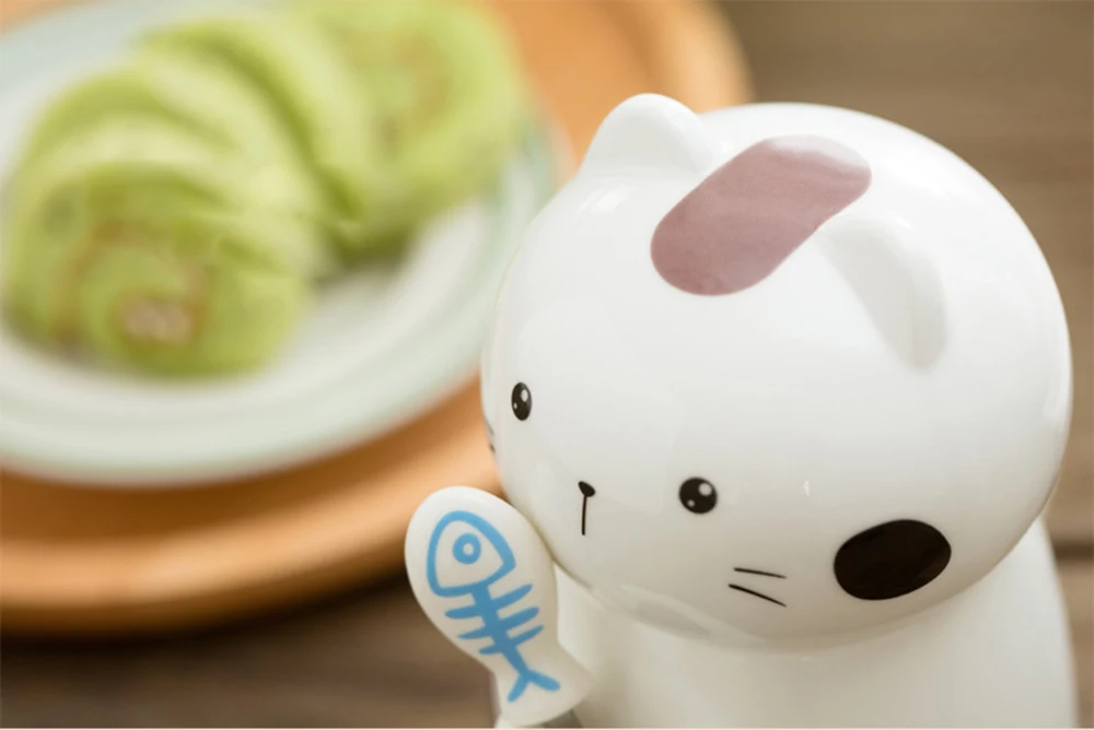 Tazas De ceramic a Creativas милые керамические чашки и кружки 3D кошка кофейные кружки Taza Gato украшение дома забавная кружка с крышкой Ложка