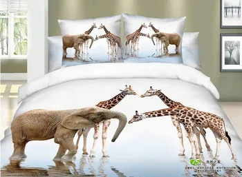 

Giraffe Elephant Anima 3D Printed bedding sets 100% cotton bedspreads bed duvet covers Adults bedroom decor Full Queen King size