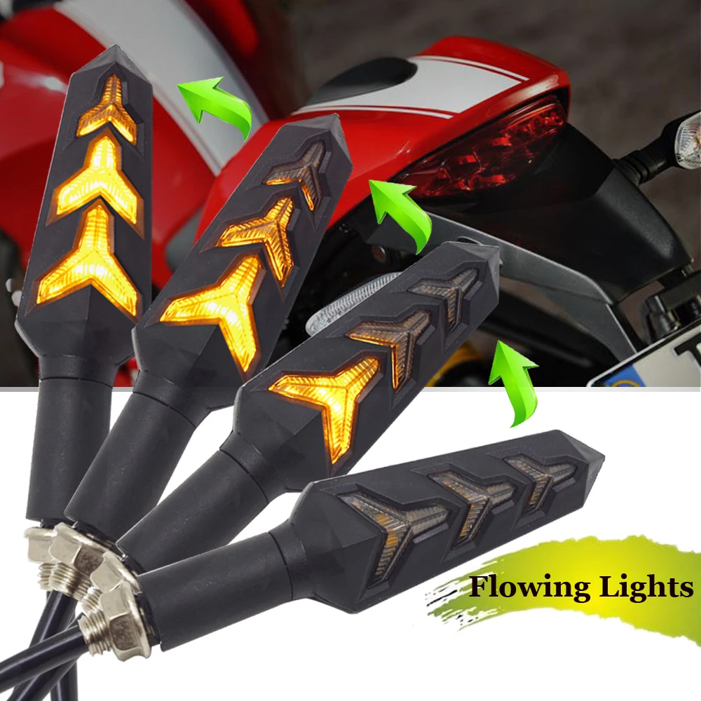 

Universal Flowing motorcycle turn signal lights LED Amber Indcator Lamp Blinker FOR Honda CB400 cb 500 zzr 400 aprilia rs 125