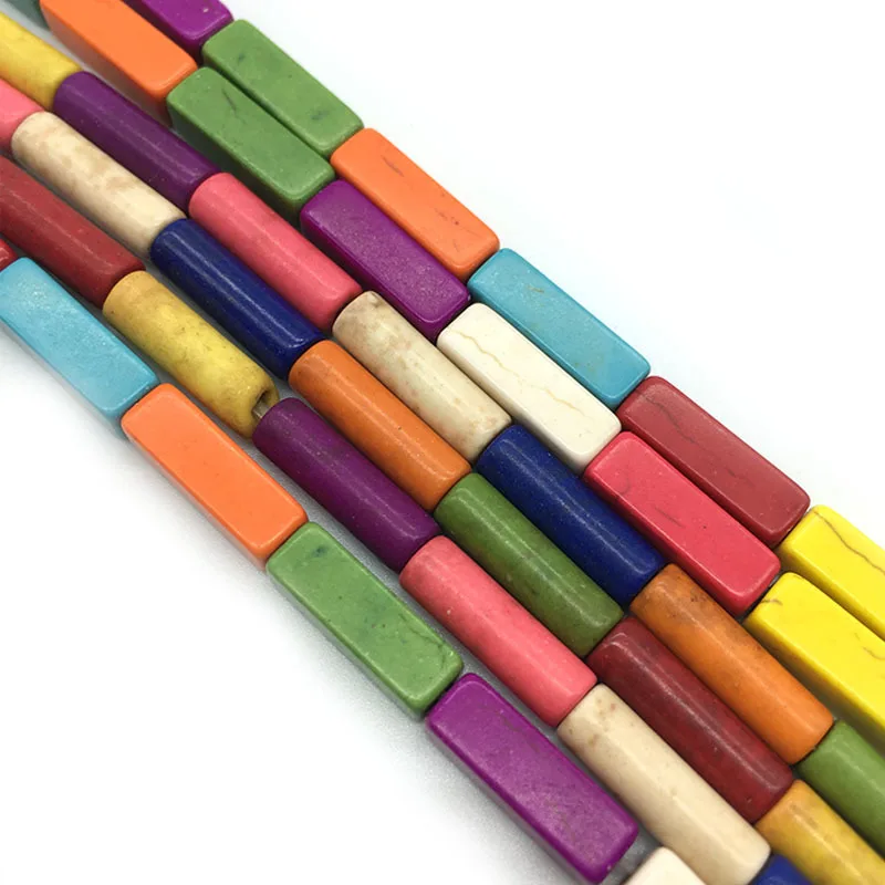 

4x13mm Colorful Tube/Rectangle Shape Turquoises Stone Beads For Jewelry Making Loose Howlite Stone Bead DIY Bracelet Accessories