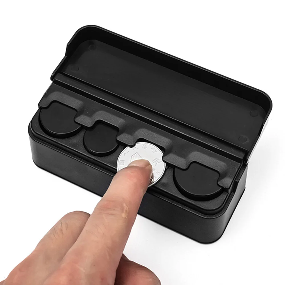 

Black Plastics Car Coin Organizer Case Loose Change Money Storage Box Container Money Coin Holders Organizer moeda 4 Grid