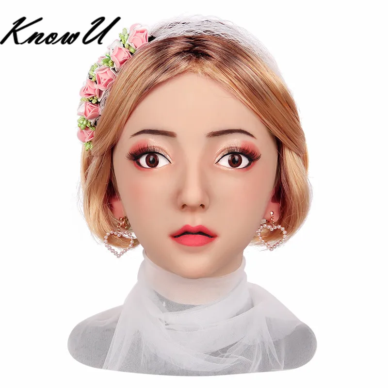 Реалистичная силиконовая маска KnowU головной убор женский драгоценный костюм