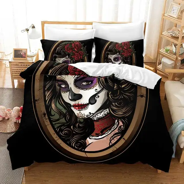 Halloween 3d Pattern Zombie Bride Bedding Set Horror Rose