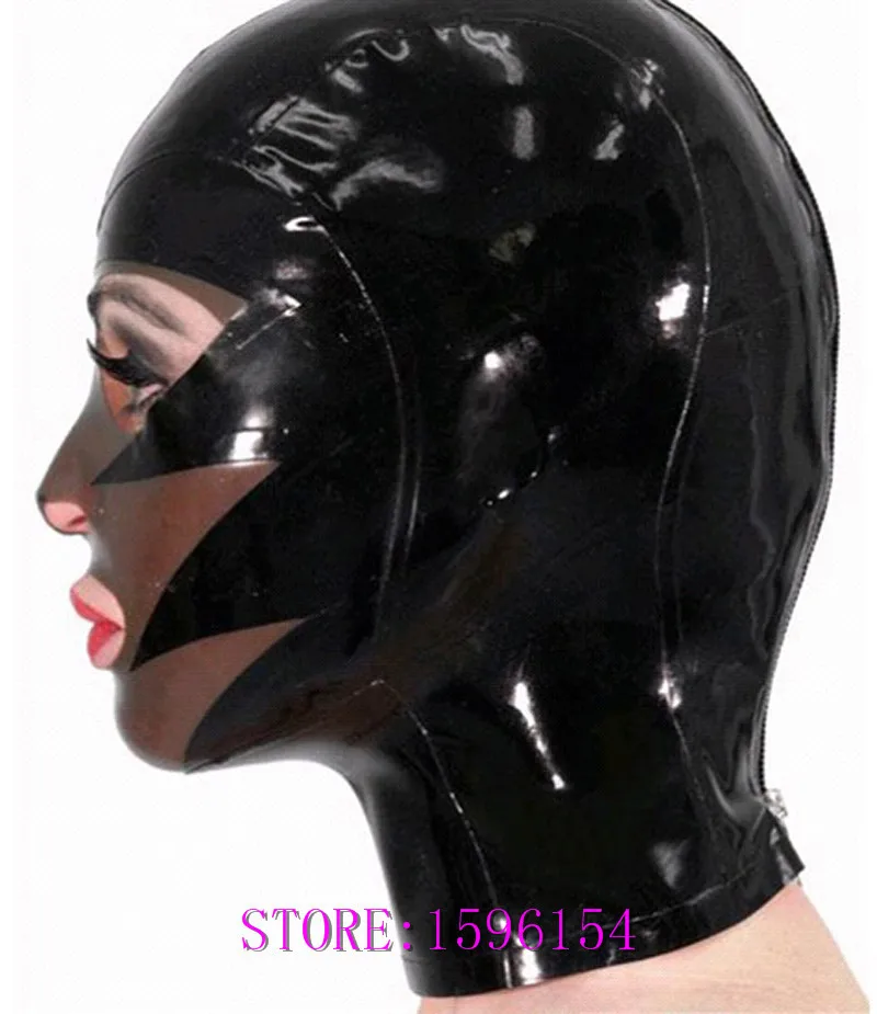 Модные, пикантные латекс капот половина прозрачный черный Фетиш маска для взрослых настроить Размеры Лидер продаж