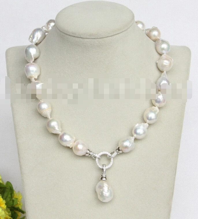 

FREE SHIPPING>>>@ NEW stylish Baroque 17" 25mm white Reborn keshi pearls necklace 18KGP j11162^^^@^Noble style Natural Fine jewe