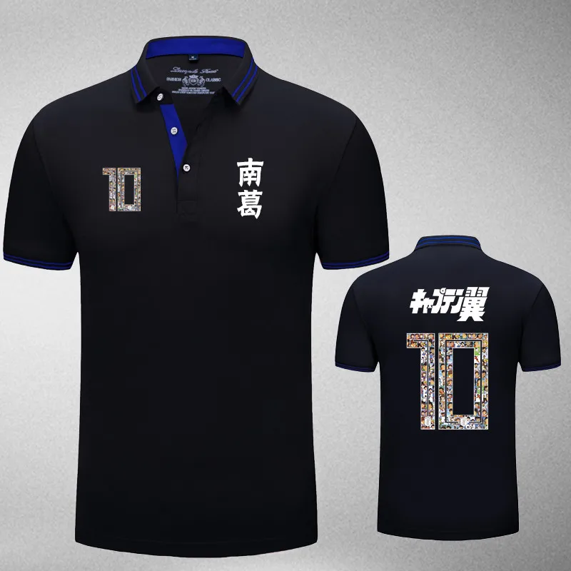 

Captain Tsubasa Nankatsu Elementary School Cartoon Printing Top Tee No.10 Tsubasa Ozora Cosplay Polo Shirt