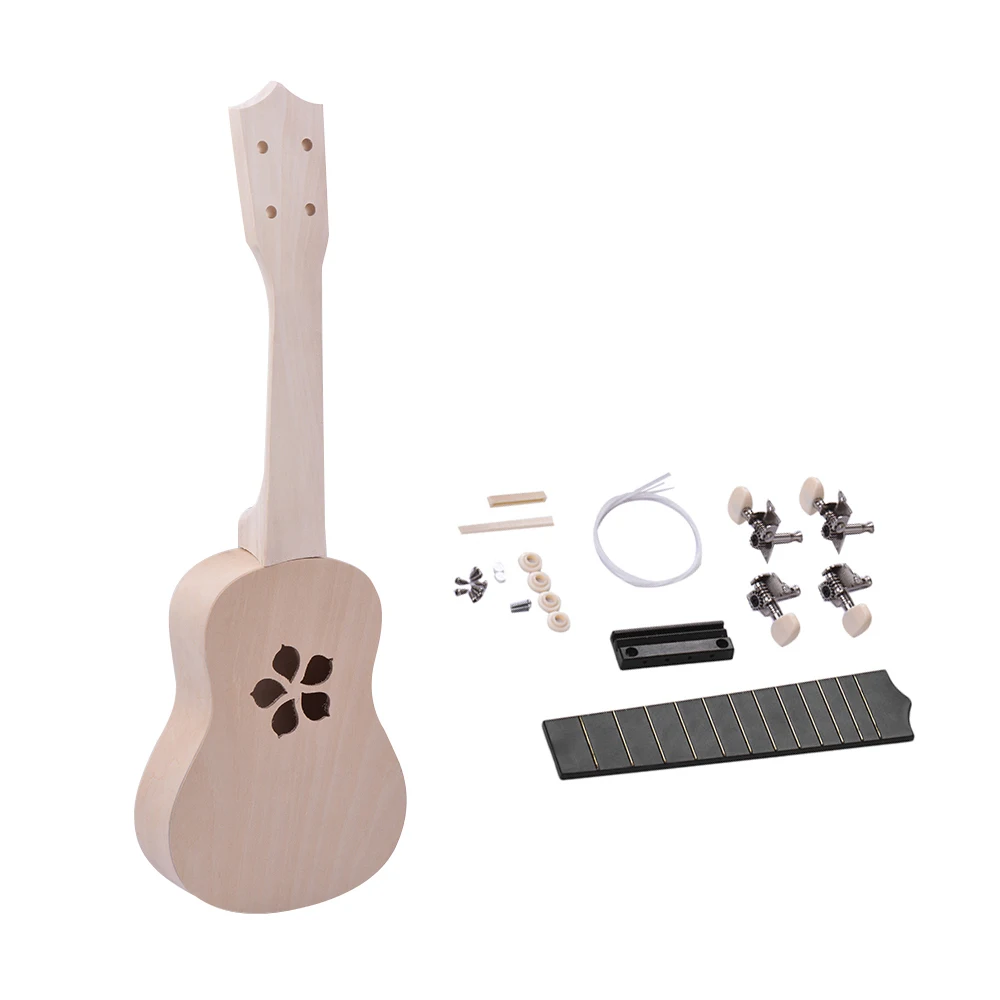 21 дюйм незавершенный DIY укулеле Ukelele uke Комплект Корпус из липы и шеи пластик гриф и мост нейлоновая нить