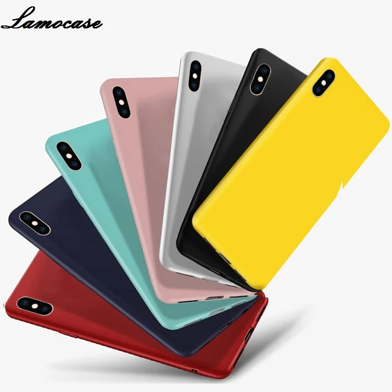 

Lamocase Phone Case For iPhone X XR XS Max Simple Plain Silicon Frosted Matte Soft Back Cover For iPhone X 6 6s 7 8 Plus 5 5S SE