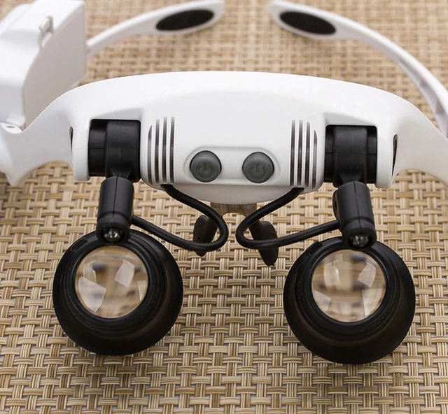 Occhiali Lente D'Ingrandimento Con Luce LED - 14 Lenti Fino A 25X - Foto 4