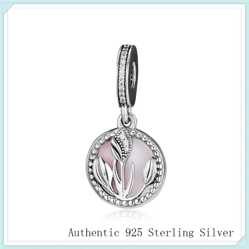 

Fit Pandora Bracelets International Women's Day 2019 Charm 925 Sterling Silver Pink Enamel Zircon Beads for Jewelry Making PF909