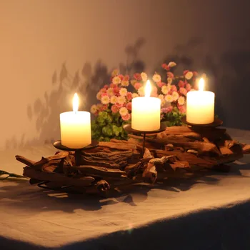 

Wooden Candle Holder Home Decor Wedding Candle Holder Ornament Weddings Candlestick Holder Creative Vintage Wood Candle Stand