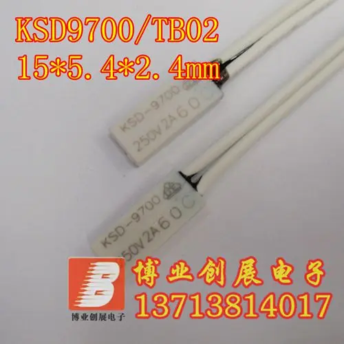 

5pcs/TB02/KSD9700 Small volume Thermal protector 95 Degrees Celsius Normally closed (N.C) 2A250V Temperature control switch