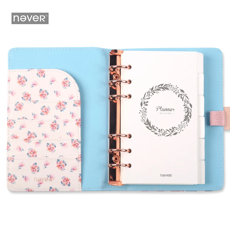 Кожаный спиральный блокнот с надписью Never Flower еженедельник органайзер а6
