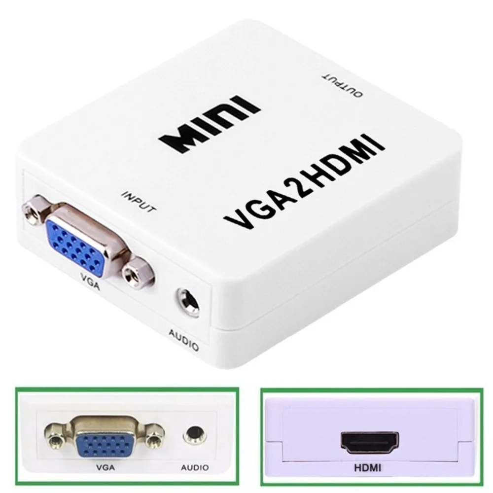 

Mini 1080P VGA to HDMI adapter Converter VGA2HDMI Converter Connector with Audio for PC Laptop to HDTV Projector
