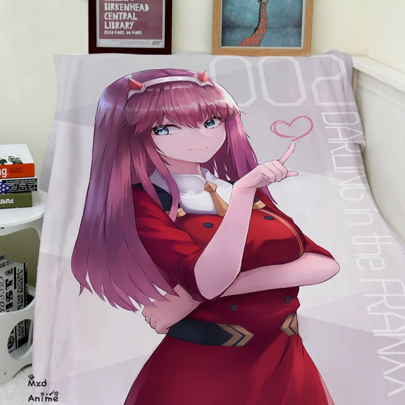 Супер мягкое бархатное плюшевое одеяло с аниме Darlling In The Franxx Zero Two Ichigo современное