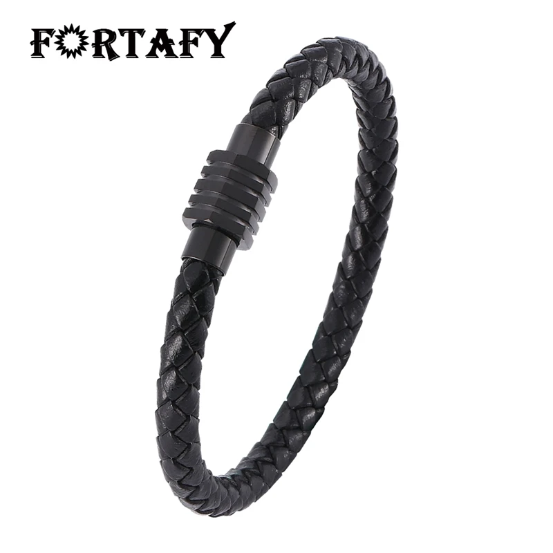 

Trendy Jewelry Male Black Braided Leather Rope Bracelet Men Charm Magnetic Steel Buckle Punk Vintage Bracelet Handmade PS0036