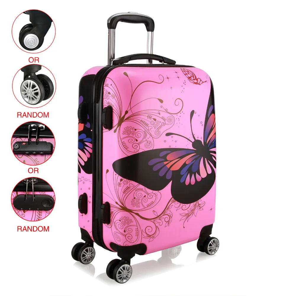 

AU Shipping 20 24 28 inch Unisex Trolley Luggage 4 Wheel Spinner Carry On Luggage Suitcase Butterfly PC Travel Trolley