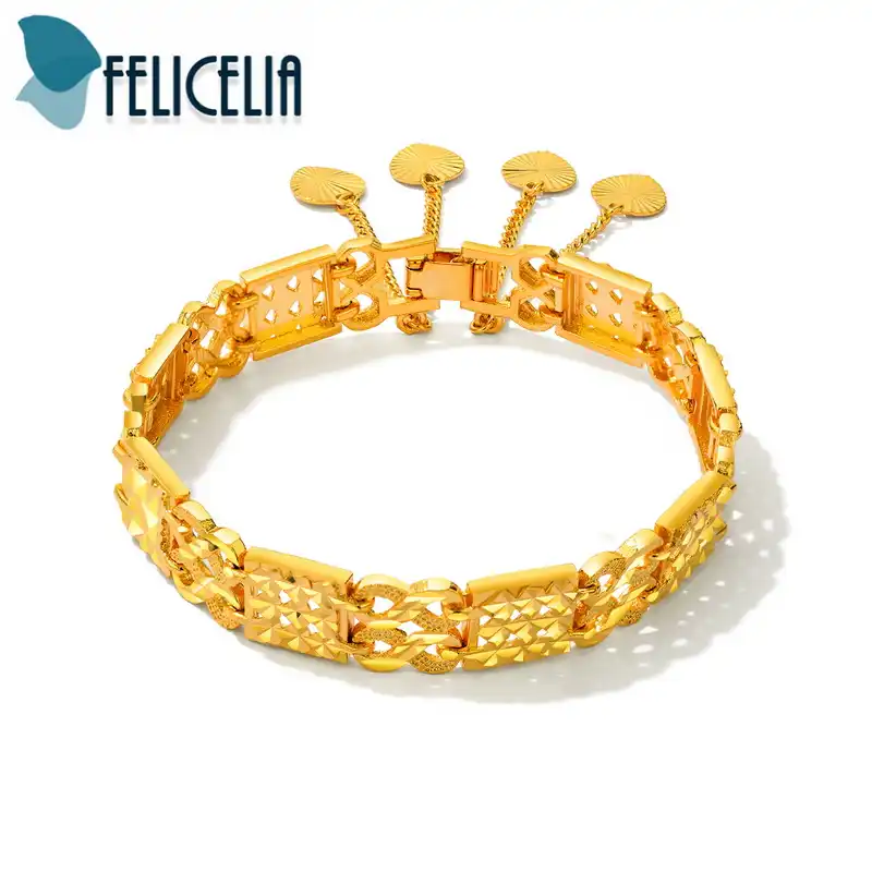 Felicelia роскошный золотой цвет. полый резьба Женский браслет классический