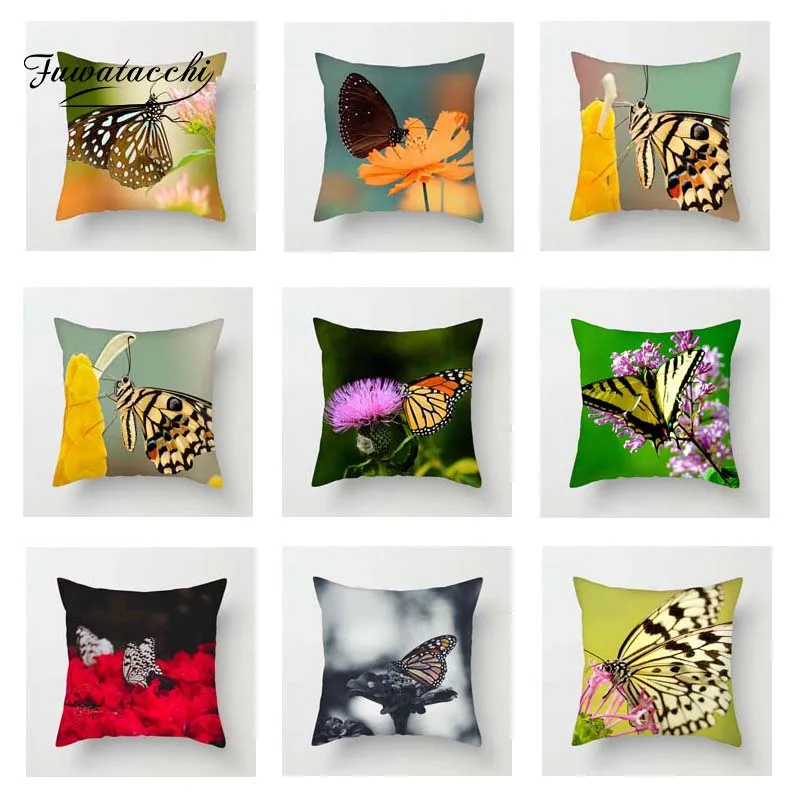 Fuwatacchi Colorful Butterfly Insect Cushion Cover Wild Creature Print Pillowcase Sofa Bed Home Decor Throw Pillows 2019 | Дом и сад