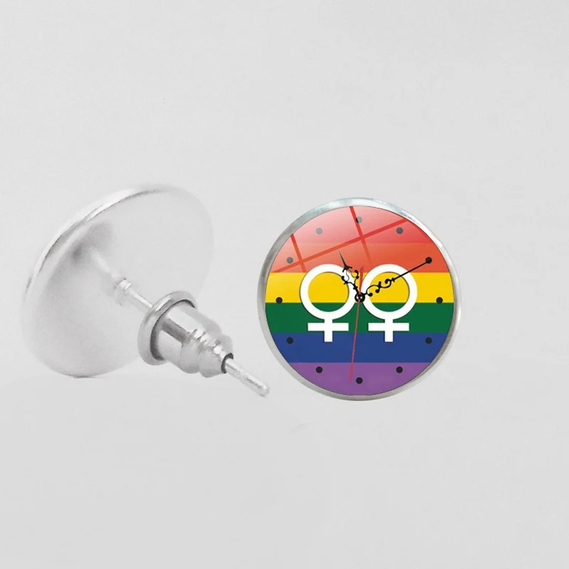 23 LBGT Pride радужные серьги-гвоздики, круглые стеклянные серебряные серьги-гвоздики, серьги для геев, лесбиянок, транссексуалов, ювелирных аксессуаров - Окраска металла: 23