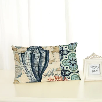 

HD 30x50 Marine Life Housewear Green Plant Chair Cushion Cover Soft Pillow Case Cojines Almofadas Cotton Linen Square