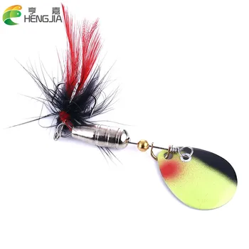 

HENGJIA Metal Spinner Spoon fishing lure 6.3g hard bait with Feather Carbon steel hook Artificial Isca Tackle bass for Trout