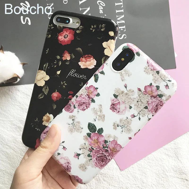 Чехол Boucho Classic Flower Plants для iphone 6s 6 7 8 plus мягкий чехол из ТПУ ультра-тонкие глянцевые