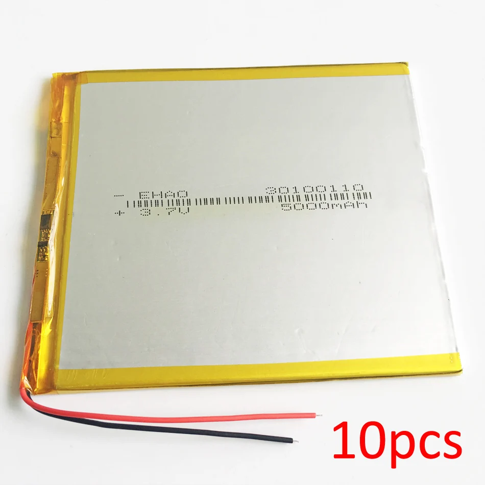 Лот 10 шт. 30100110 3,7 в 5000 мАч литий-полимерный аккумулятор LiPo для gps DVD PAD электронной книги планшета ПК ноутбука power bank