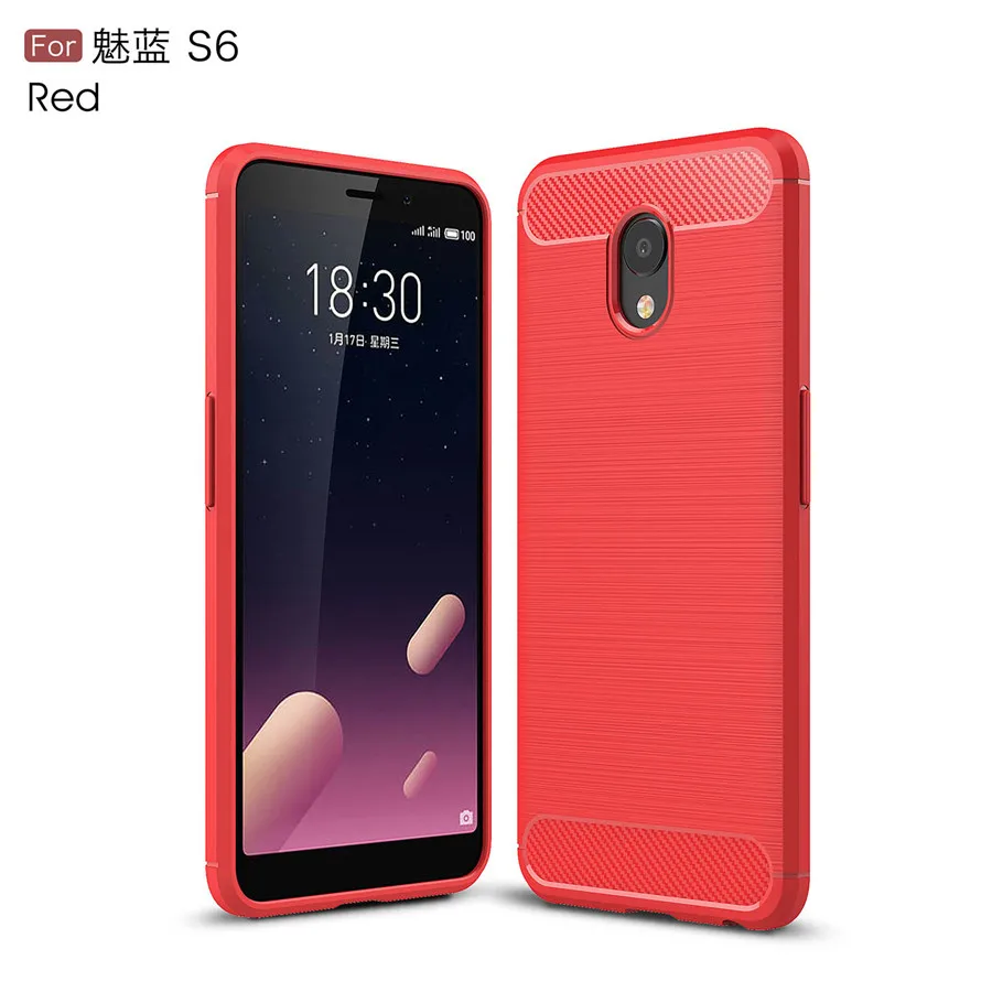 Triseoly чехол для Meizu M6S 5," защитный чехол для задней панели из углеволокна и ТПУ резиновый силиконовый чехол-бампер с Роскошный чехол для задней части корпуса Meilan S6 телефона защитный Капа
