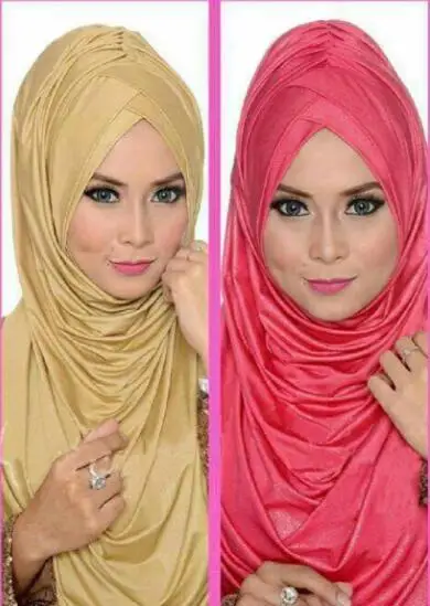 

Cotton Instant Hijab Cross Cap Wrinkle Jersey Modest Arab Women ONE PIECE AL-AMIRAH Pleated Long Muslim Cap Bonnet Ready To Wear