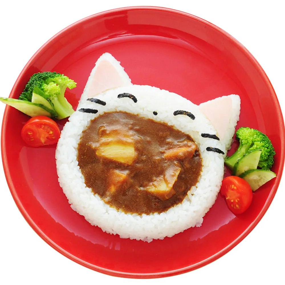 

5pcs/set Sushi Molds Makers Bento Nori Mold Big Mouth Cat Rice Ball Mold Kitchen Cooking Tools rice mold sushi bazooka
