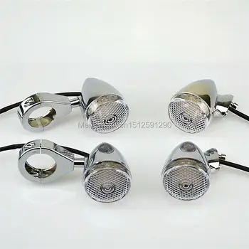 

Chrome 39mm LED Front Rear Motorcycle Turn Signal Light Fork Clamp Fits For Harley Free Shipping