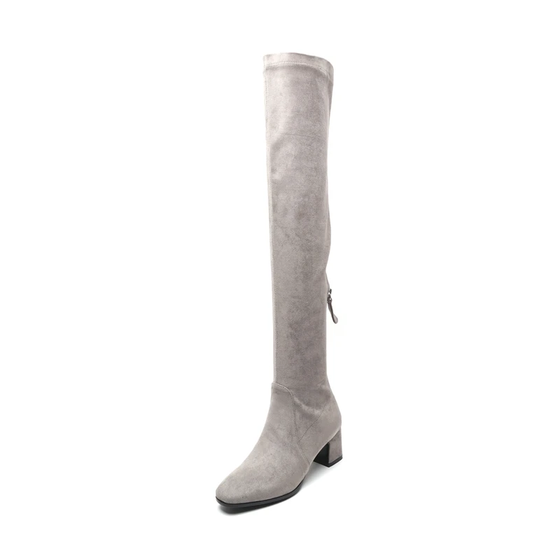 La Invierno Cremallera Rodilla Por Cr1330 Black Tacones Básicas 40 Zapatos Mujeres Punta Tamaño Rebaño gray Enmayer Med Las Encima Redonda De 33 Mujer Bolso Botas wnqYC41xz