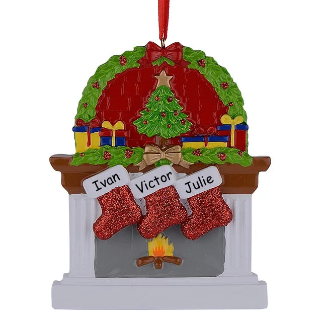 resin fireplace glitter sockings family of 3 christmas ornaments personalized gifts write own name for holiday - Christmas Decorations Names resin fireplace glitter sockings family of 3 christmas ornaments personalized gifts write own name for holiday - Christmas Decorations Names