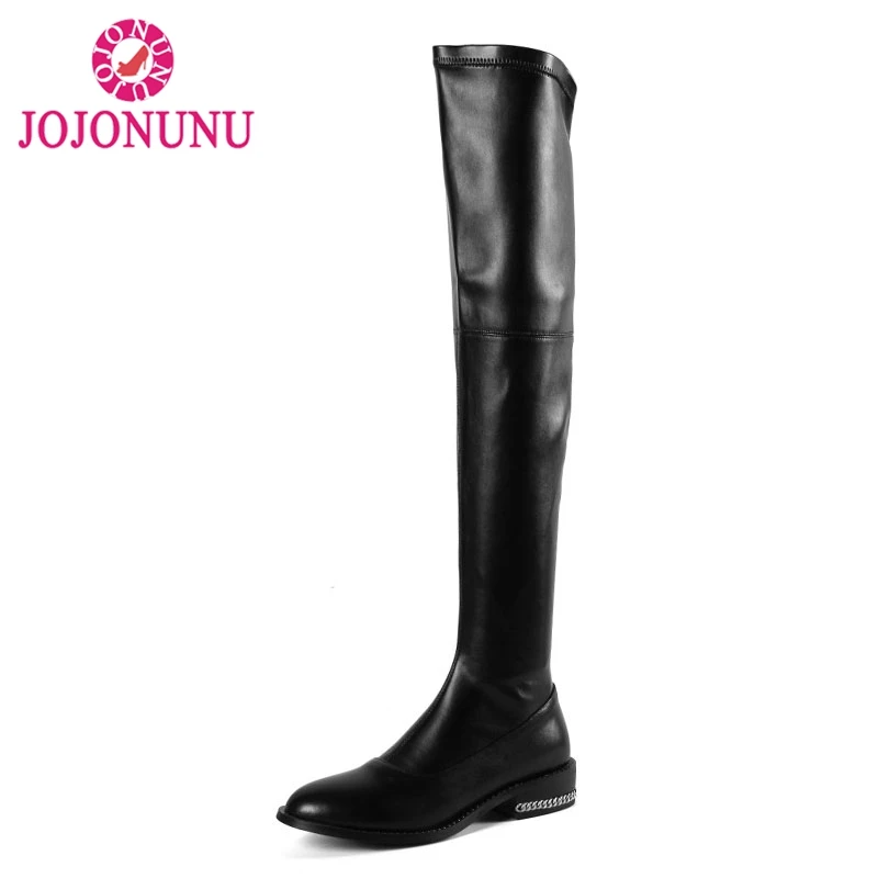 

FITWEE Women Warm Thigh High Boots Genuine Leather Plush Fur Winter Shoes For Women Designer Zipper Flats Boots Size 33-40