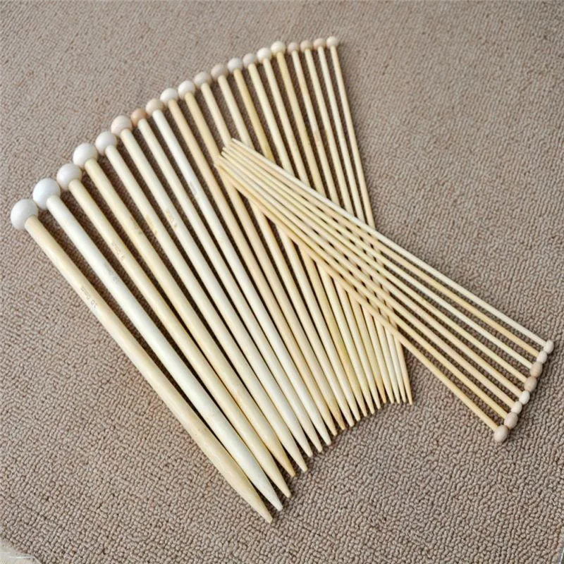 

36pcs 18sizes 18Pairs 8'' 20cm Smooth Bamboo Single Pointed End Knitting Needles High Quality Weave Craft Tools Size 2.0-10mm