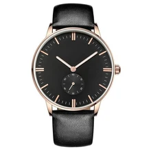 Rose Boîtier en Or Classique Quartz Montre Hommes Petits Cadrans Seconde Indépendante
