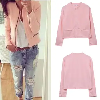 

Hot Fashion Women Jacket 2018 New Autumn Spring Ladies Suit Solid Zipper Coat Long Sleeve Outwear Pocket Tops S-XL