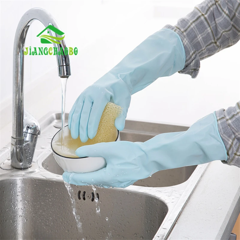 

JiangChaoBo Waterproof Household Gloves Kitchen Cleaning Durable Rubber Gloves Home Laundry Bowl Plastic Gloves